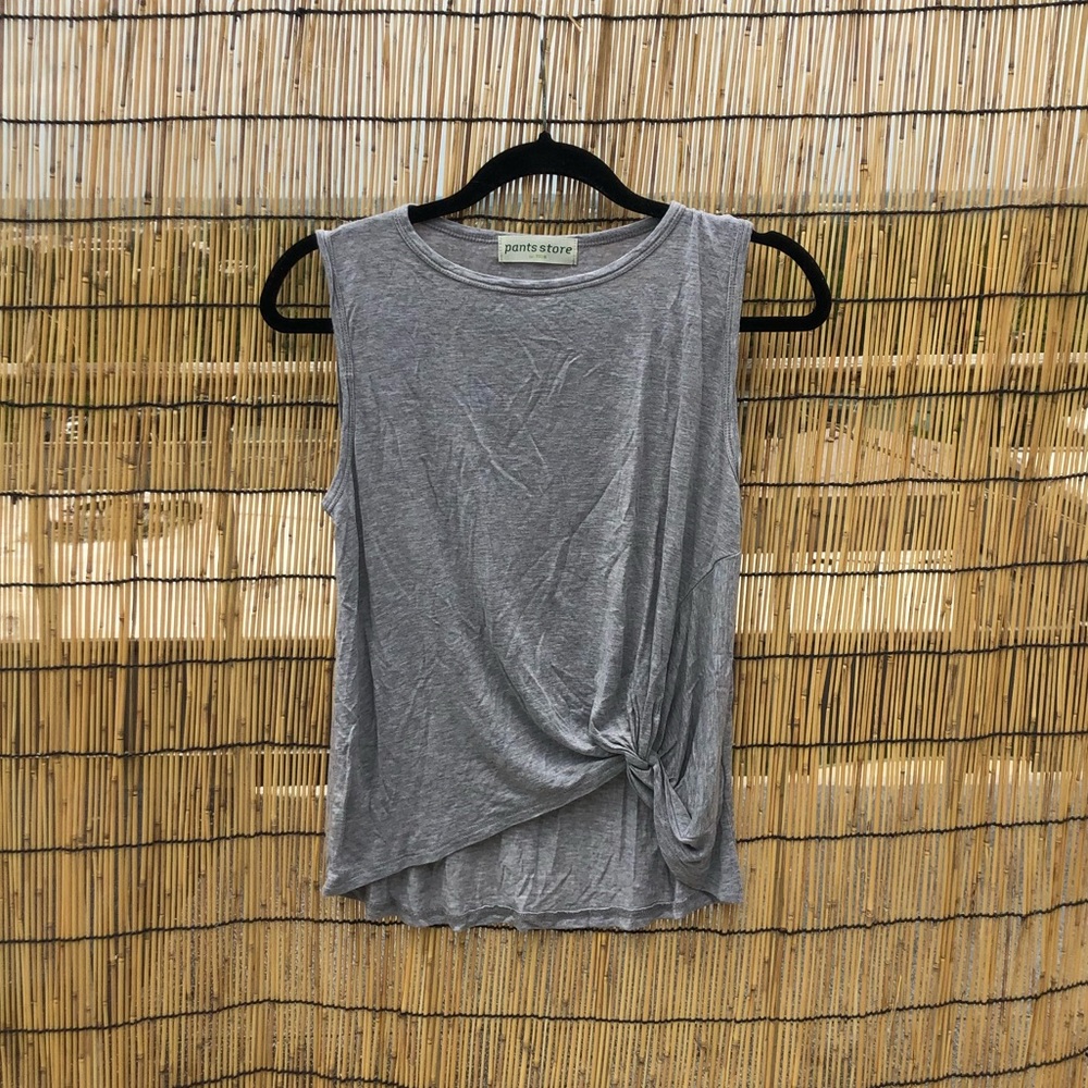 Gray Front Knot Top